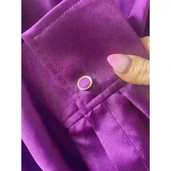 MILLY Nancy Asymmetrical Top Satin Cowl Neck Purple Blouse Top Size Small - Picture 13 of 13